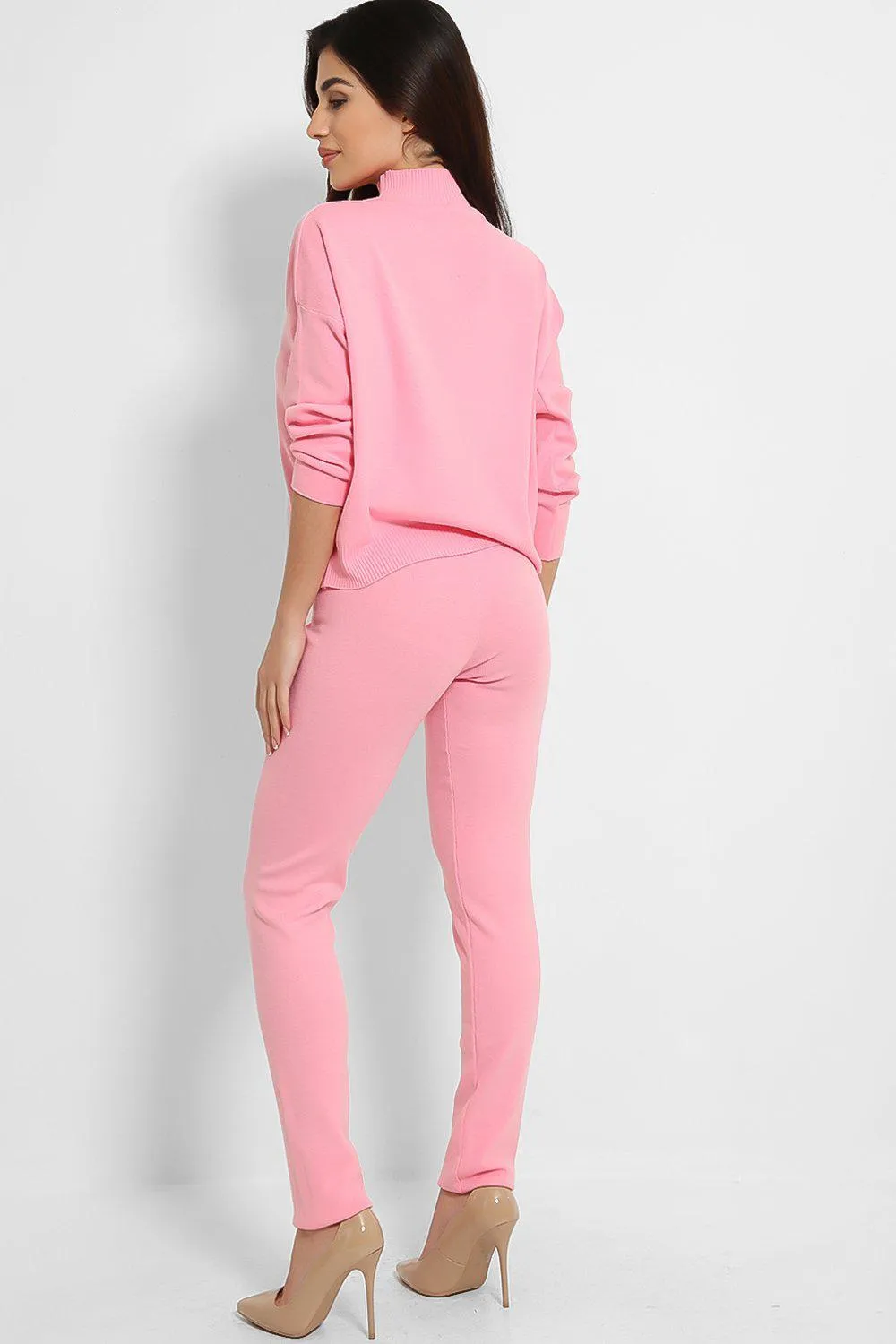 CHAIN CUT OUT JUMPER & LEGGINGS KNIT HOT PINK LOUNGE SET