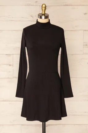 Chalandry | Short Black Long Sleeve Skater Dress