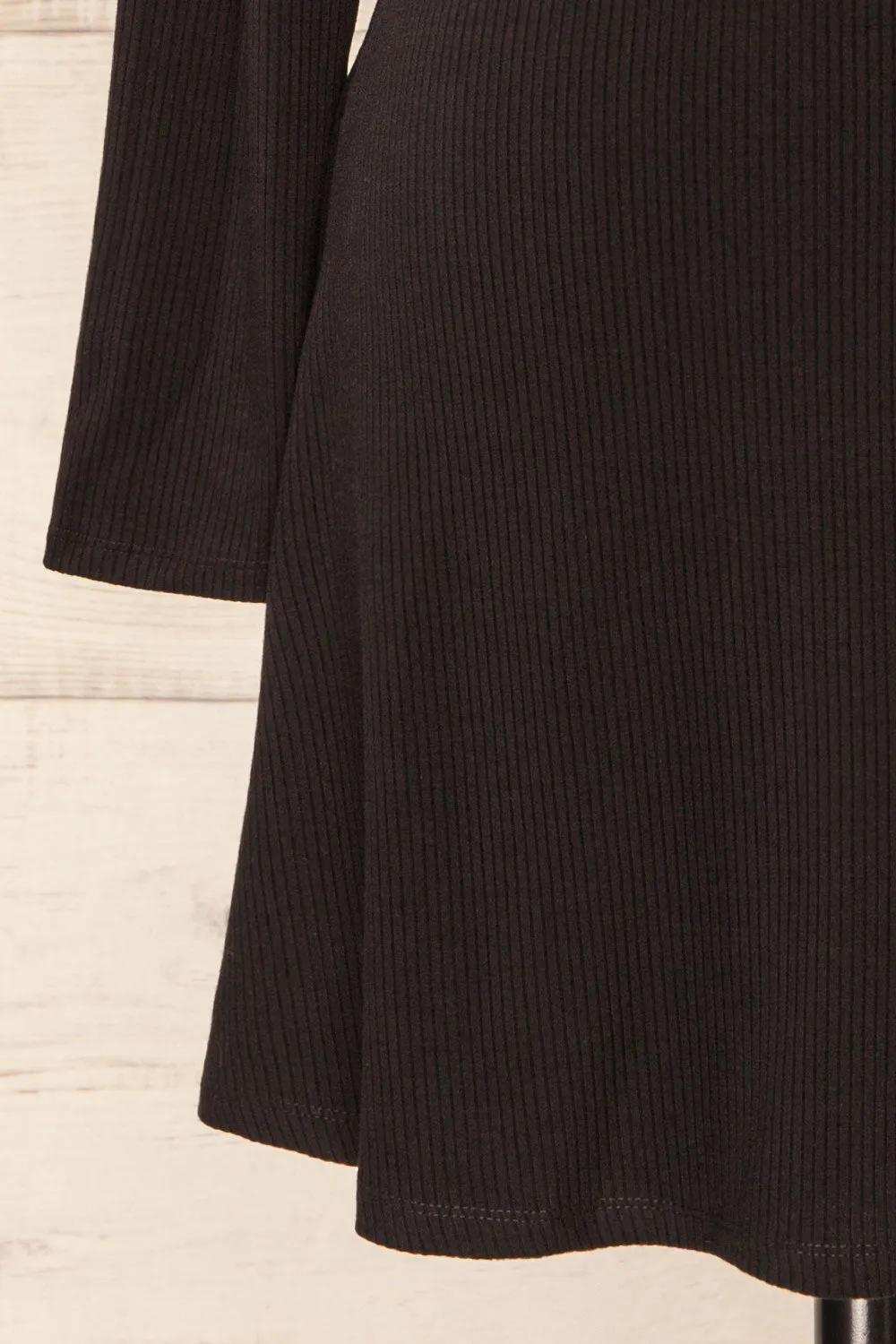 Chalandry | Short Black Long Sleeve Skater Dress