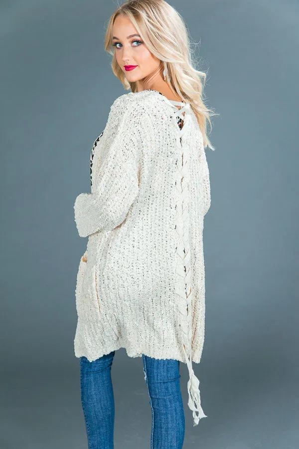 Champagne and Cozy Cardigan