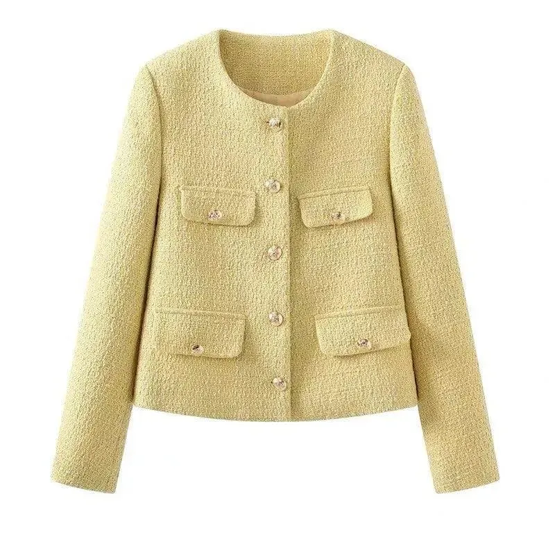 Chic Multipocket Women's Tweed Jacket