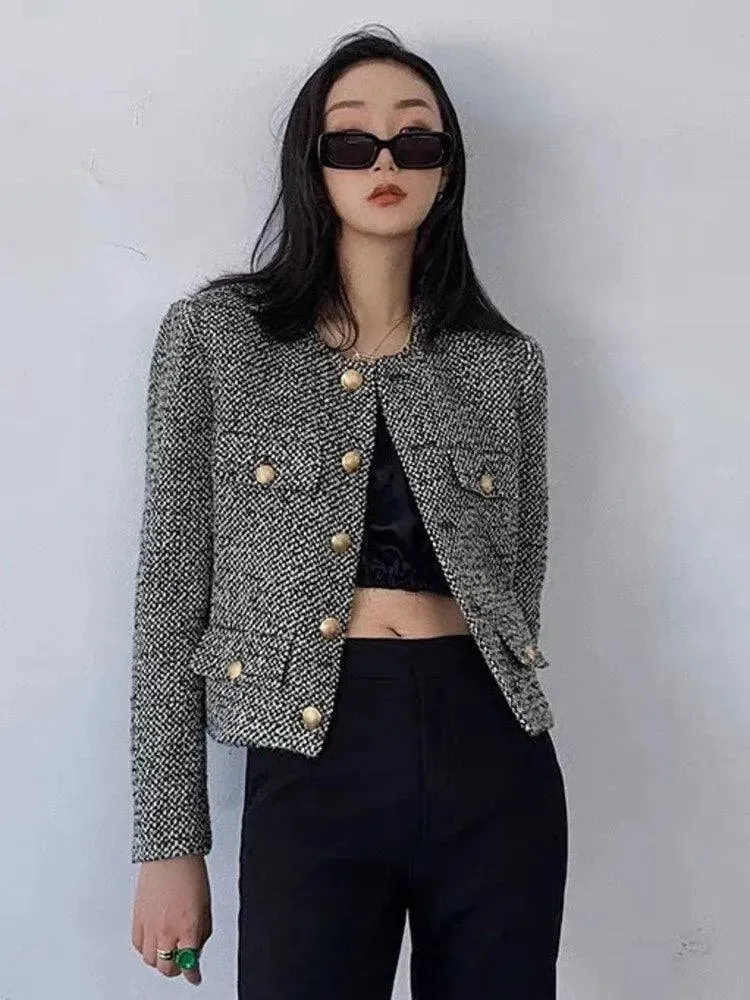 Chic Multipocket Women's Tweed Jacket