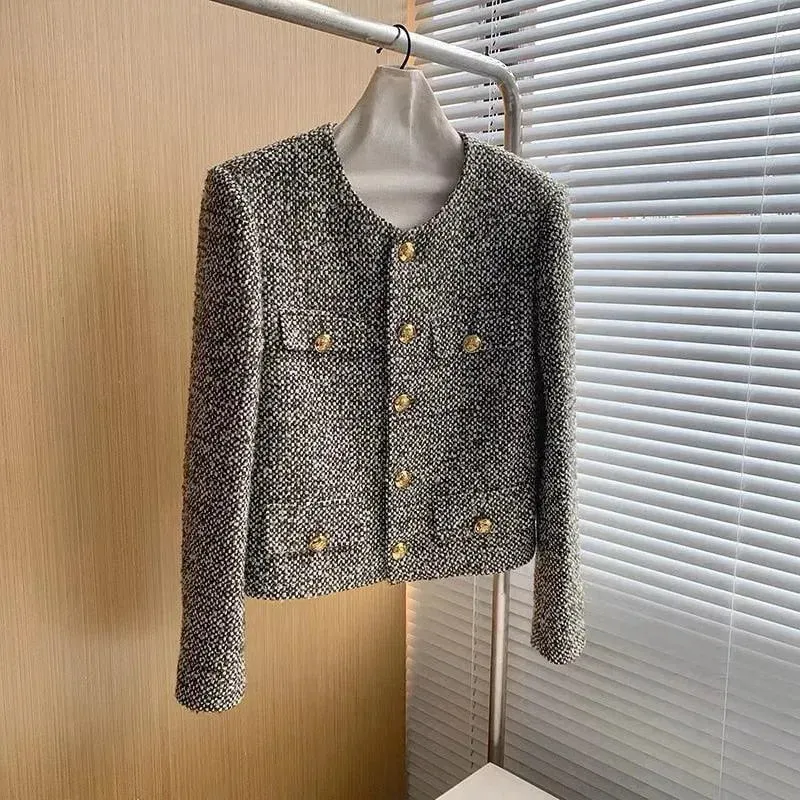 Chic Multipocket Women's Tweed Jacket