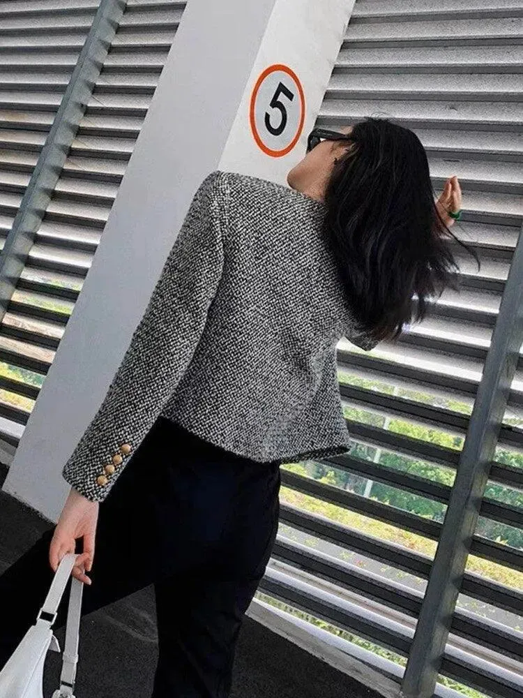 Chic Multipocket Women's Tweed Jacket