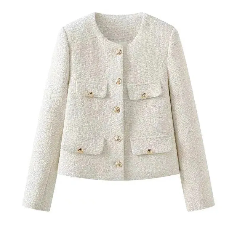 Chic Multipocket Women's Tweed Jacket
