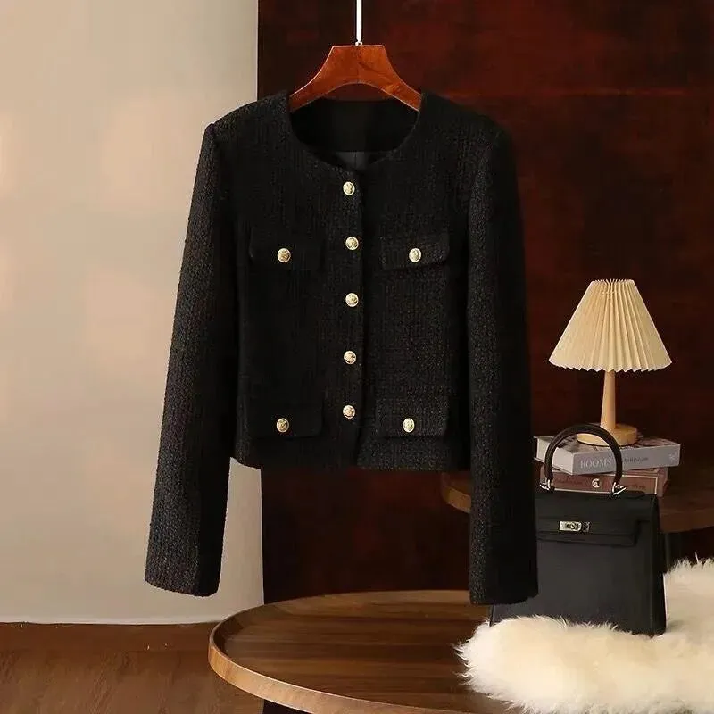 Chic Multipocket Women's Tweed Jacket