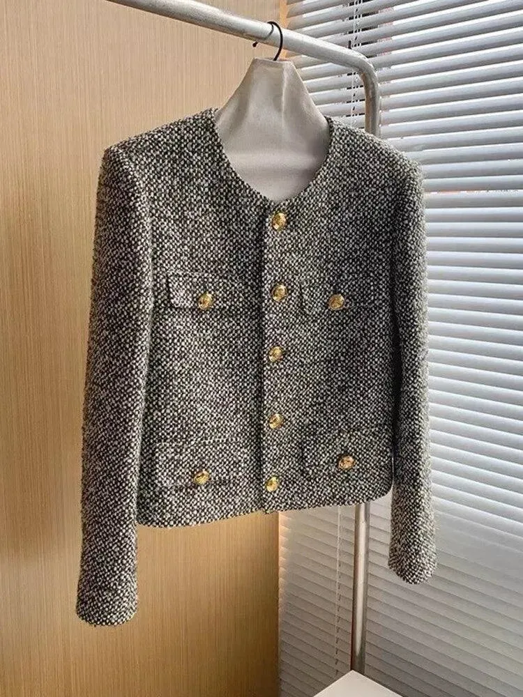 Chic Multipocket Women's Tweed Jacket