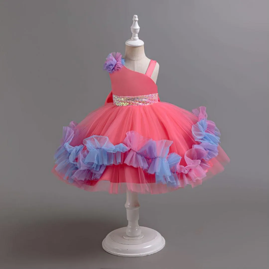 Christmas Flower Dress baby birthday party princess Chroma TuTu dress for girls 9M-6Year wear