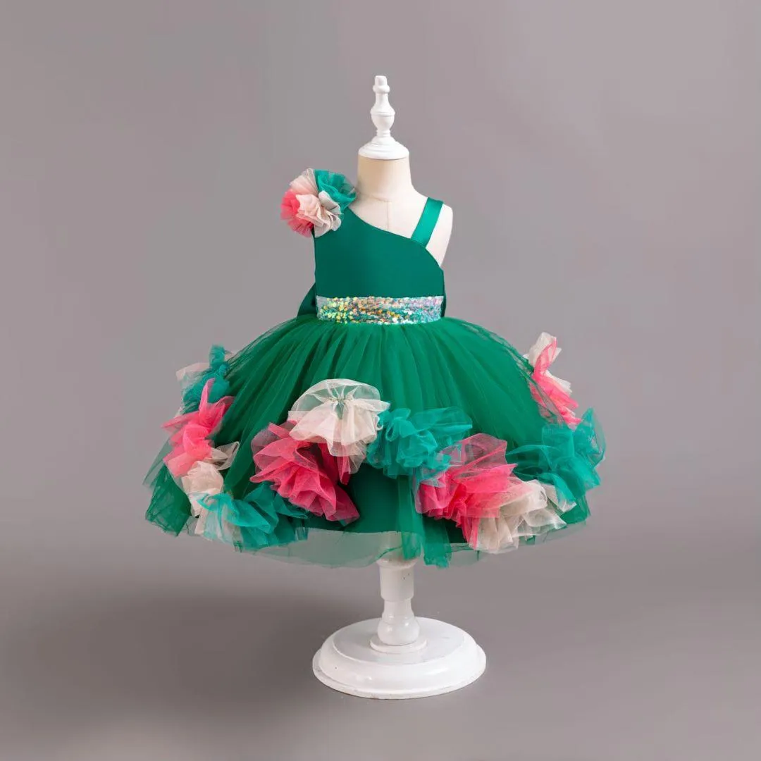 Christmas Flower Dress baby birthday party princess Chroma TuTu dress for girls 9M-6Year wear