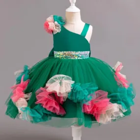 Christmas Flower Dress baby birthday party princess Chroma TuTu dress for girls 9M-6Year wear