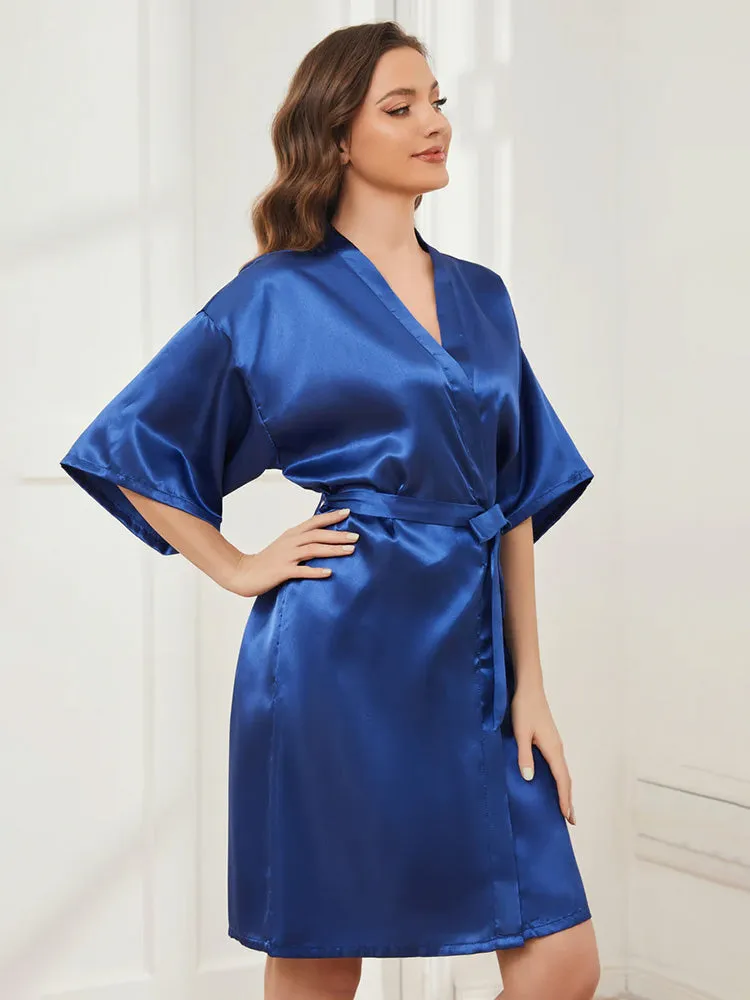 Cicinia Royal_Blue Ready Satin Robe For Bridesmaid
