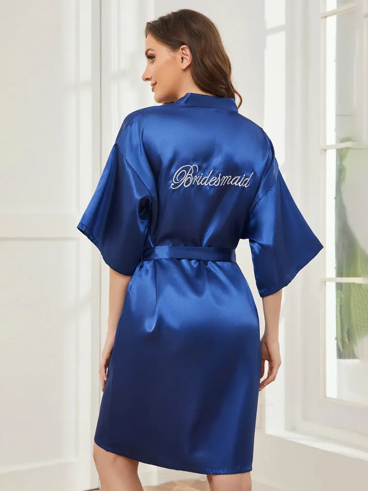 Cicinia Royal_Blue Ready Satin Robe For Bridesmaid