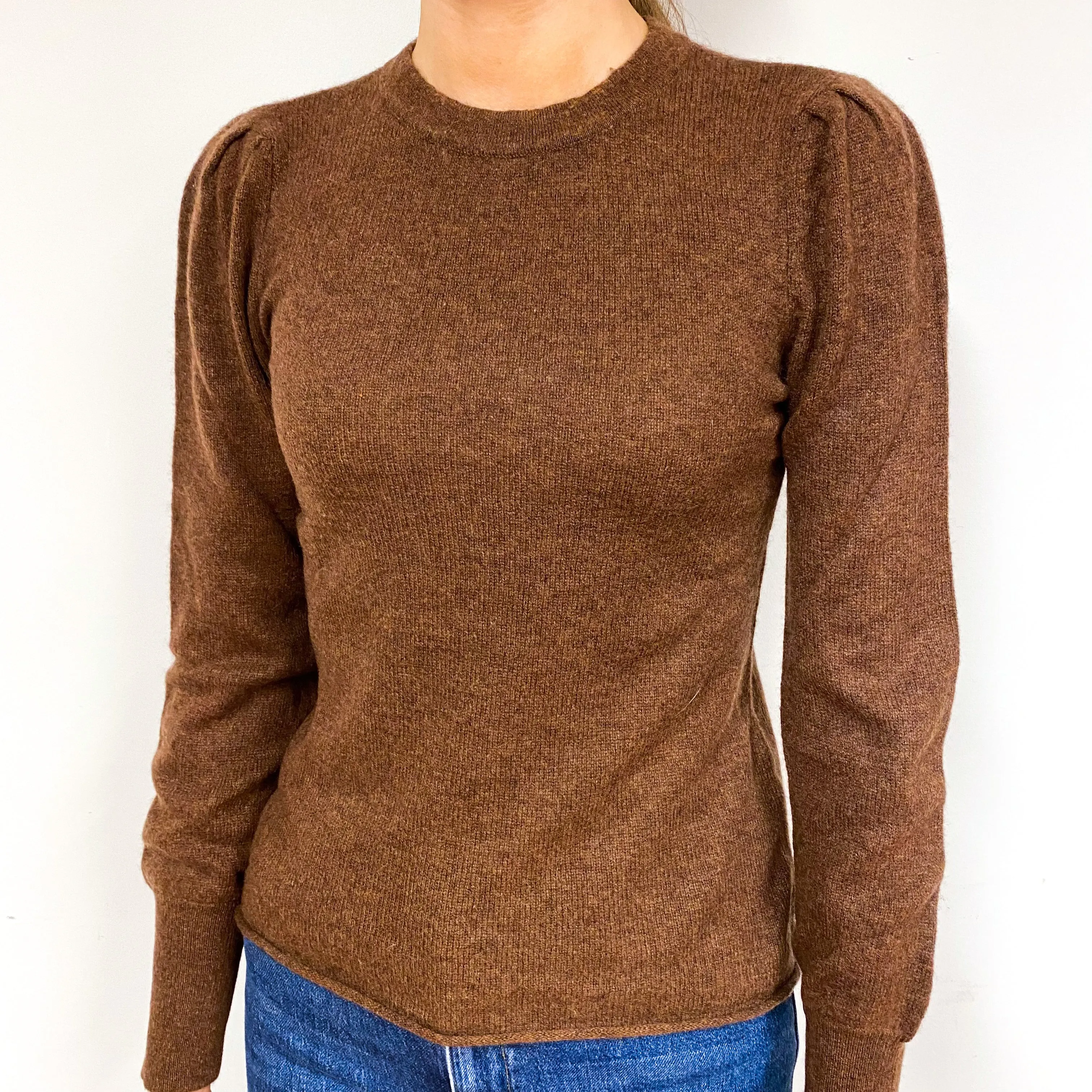 Cinnamon Brown Cashmere Crew Neck Jumper Extra Small