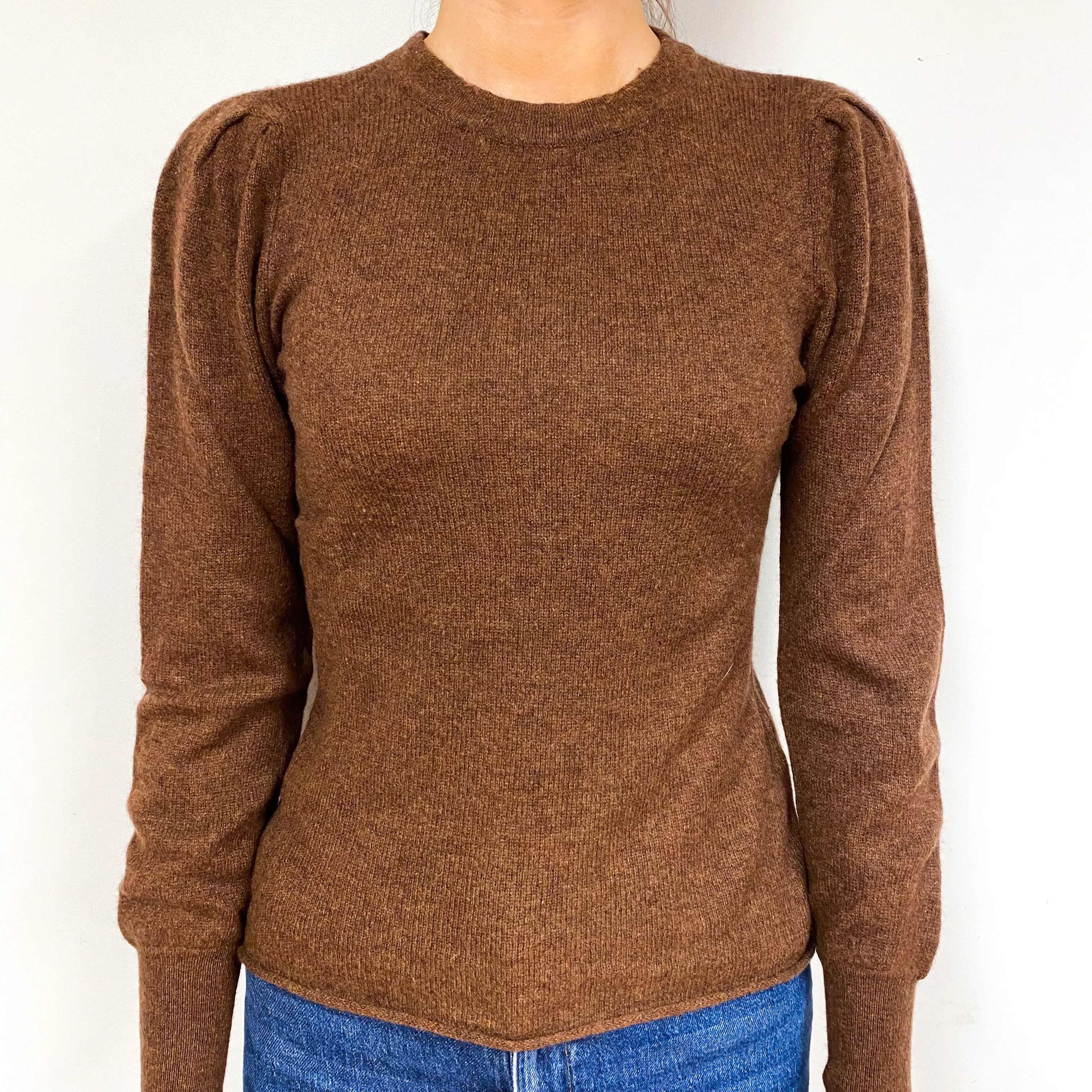 Cinnamon Brown Cashmere Crew Neck Jumper Extra Small