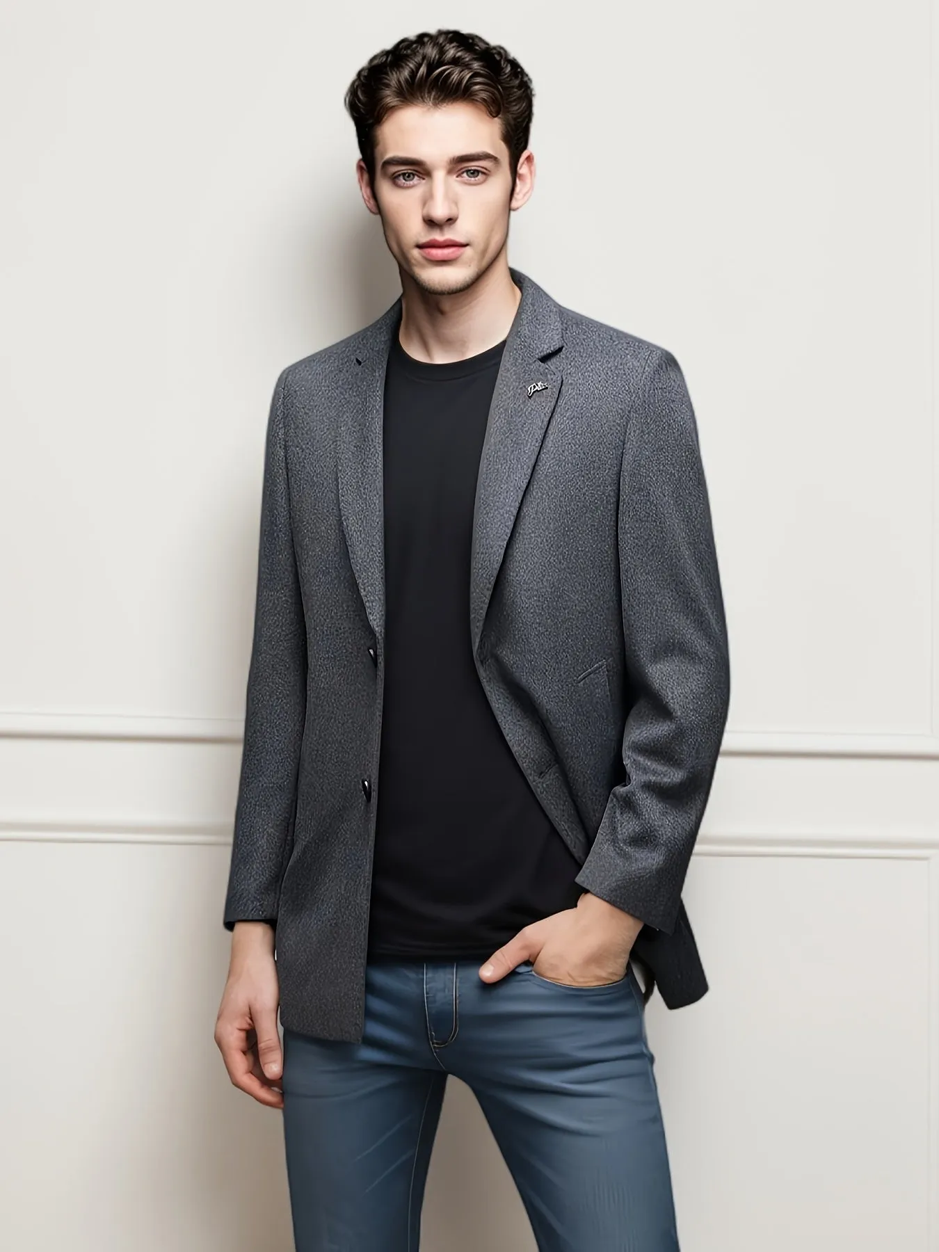 Coatify - Heren Slim Fit Blazer met Ingesneden Revers en Enkelknoopsluiting