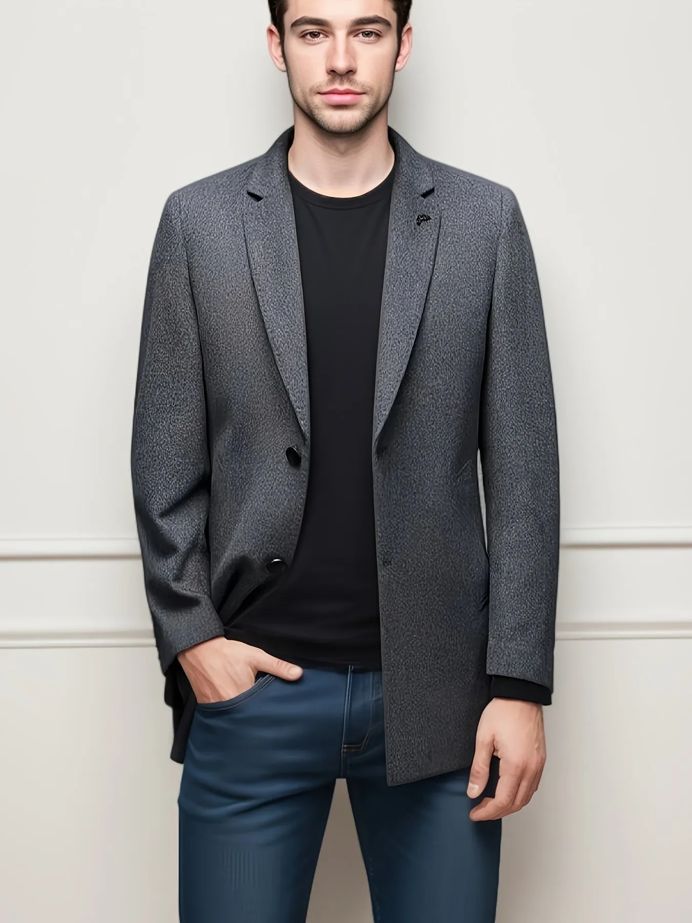 Coatify - Heren Slim Fit Blazer met Ingesneden Revers en Enkelknoopsluiting
