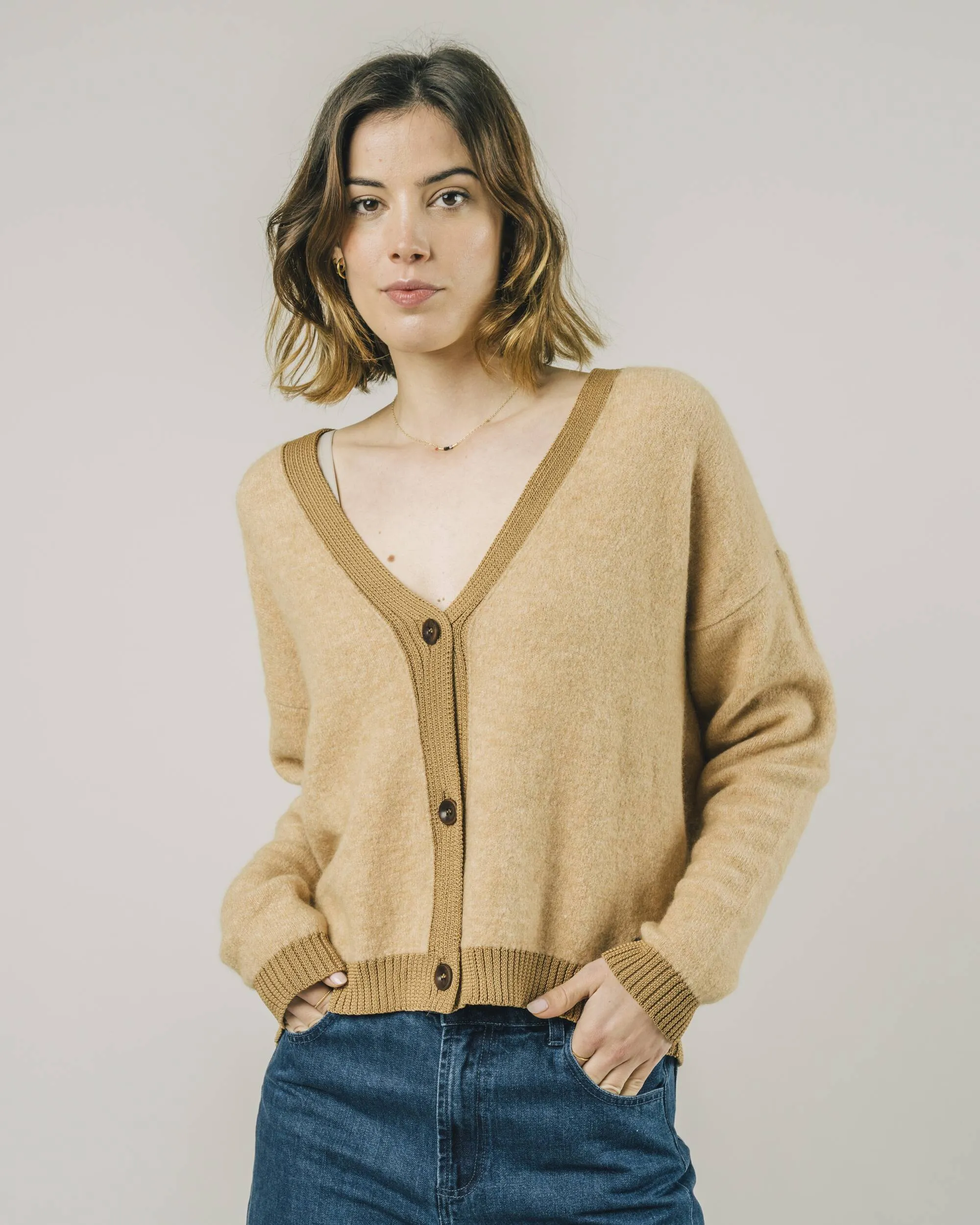 Contrast Cardigan Beige