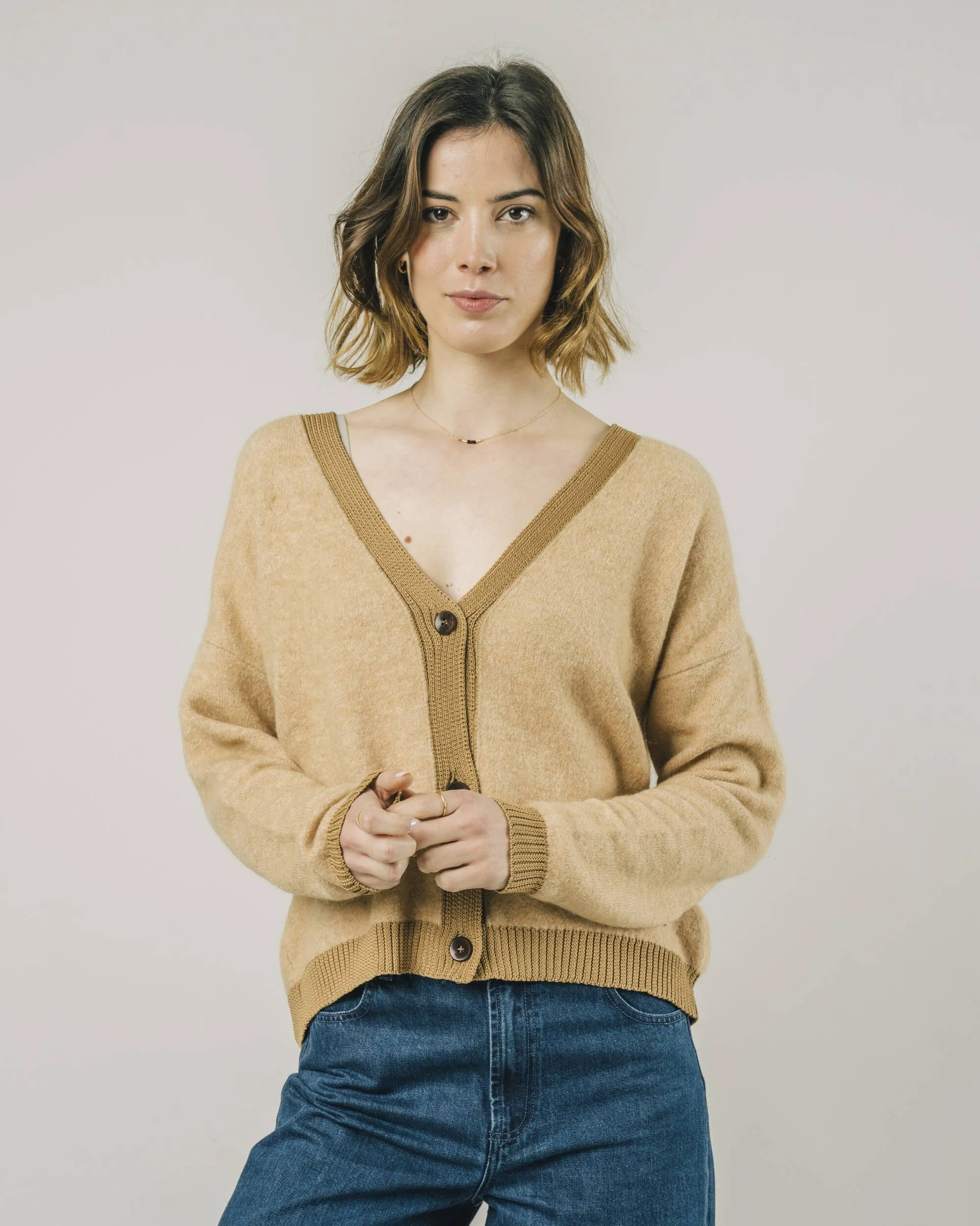 Contrast Cardigan Beige