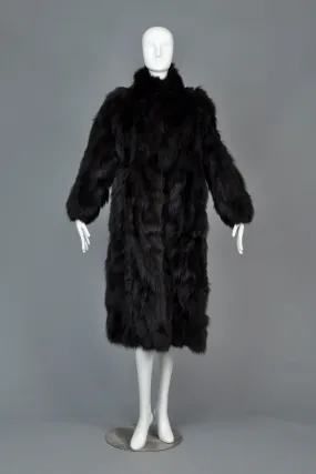 Convertible 3-way Shaggy Black Fox Fur Coat