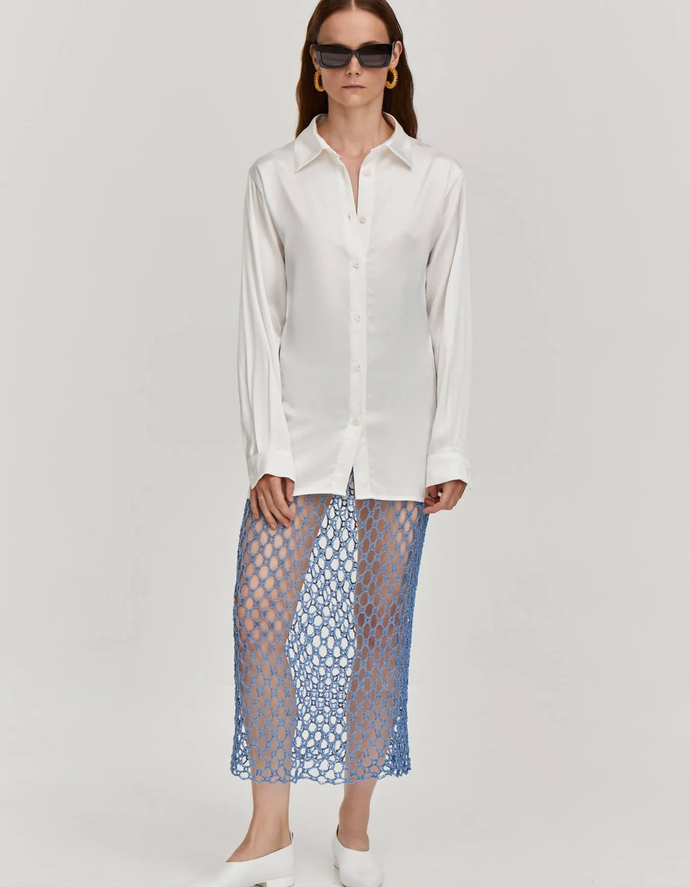 Crochet Midi Skirt - Blue