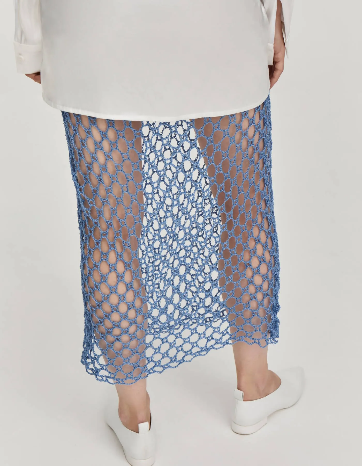 Crochet Midi Skirt - Blue