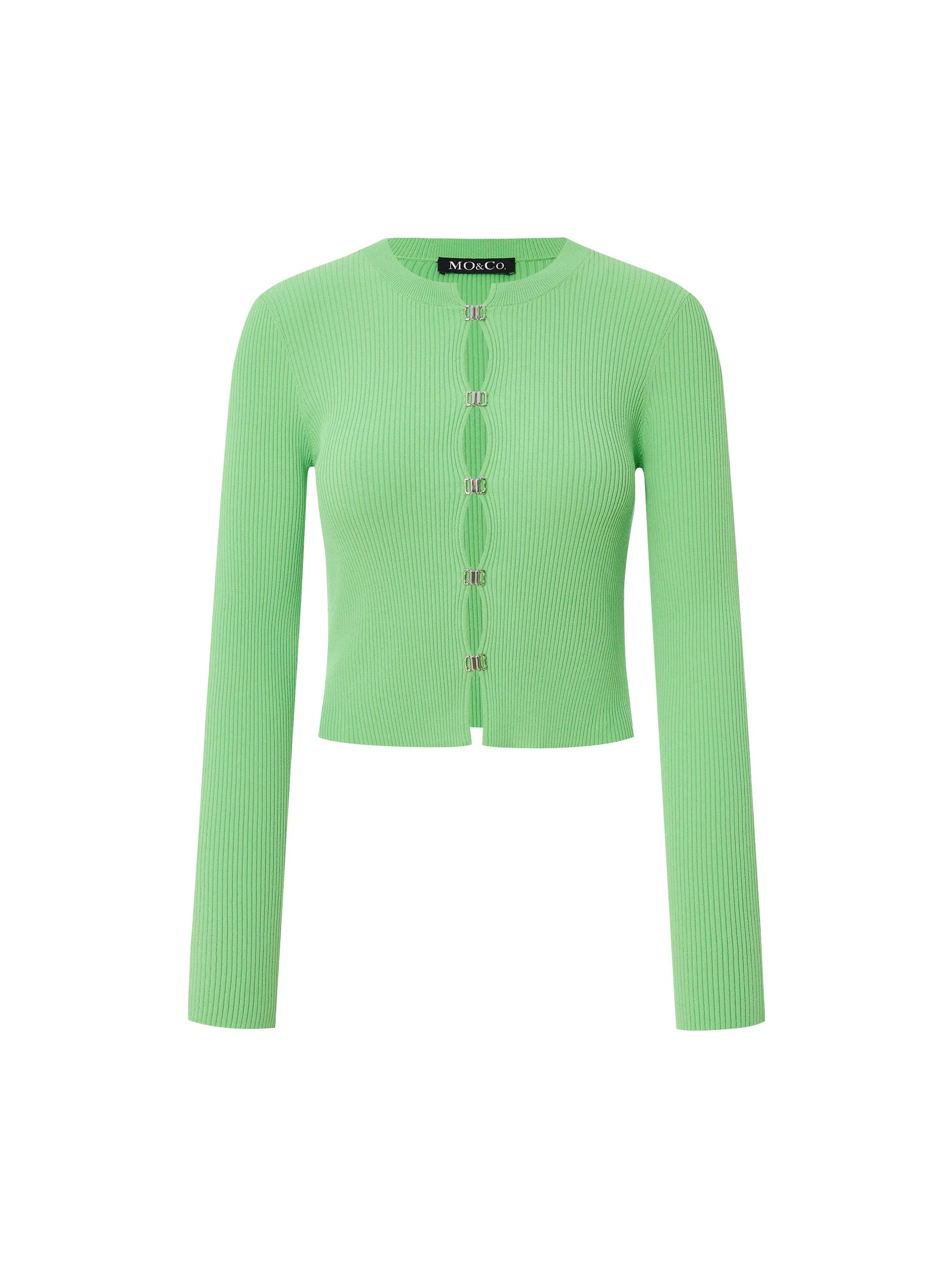 Cropped Metal Button Knit Cardigan