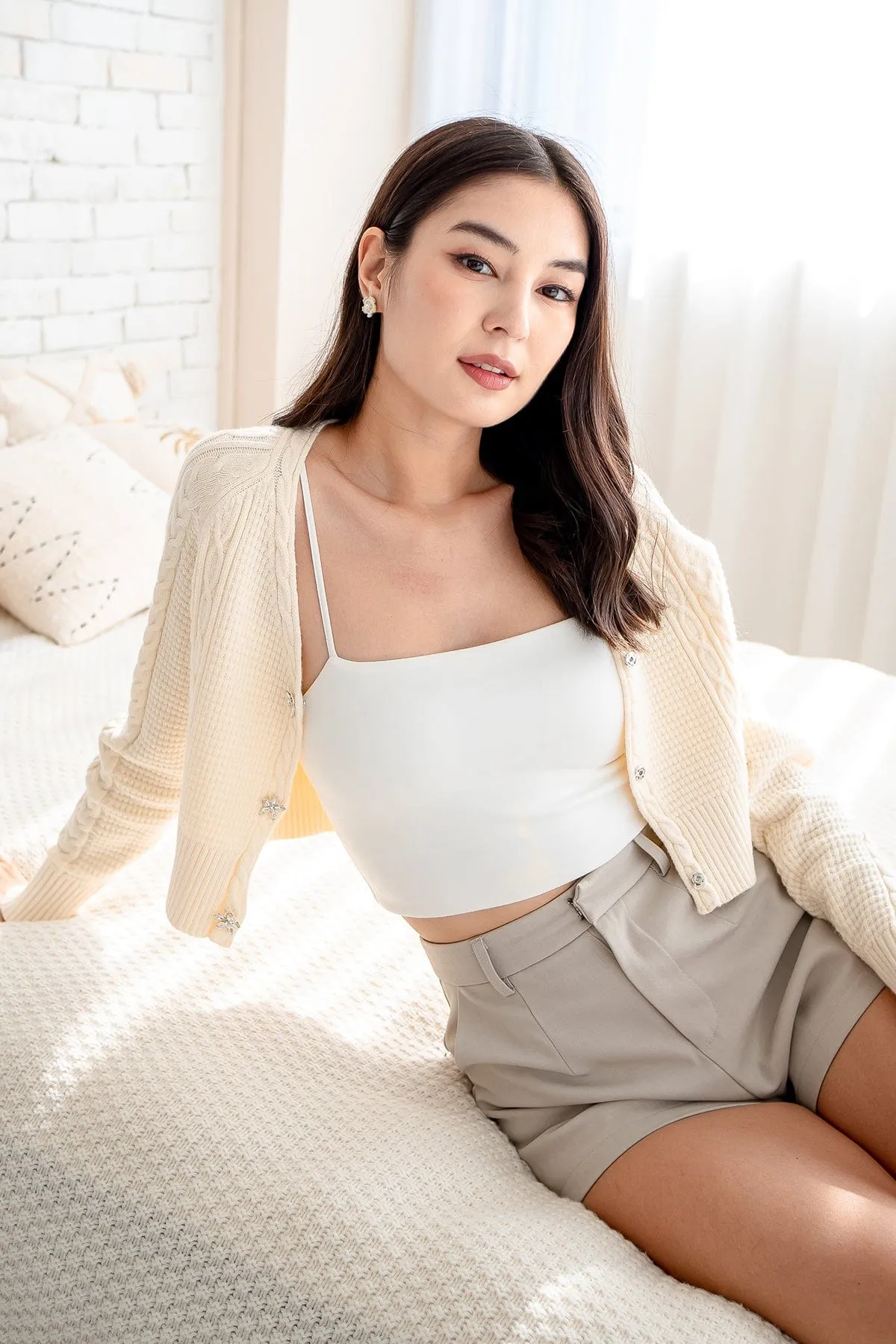 DANIELLE WEAVED CARDIGAN IN CREAM