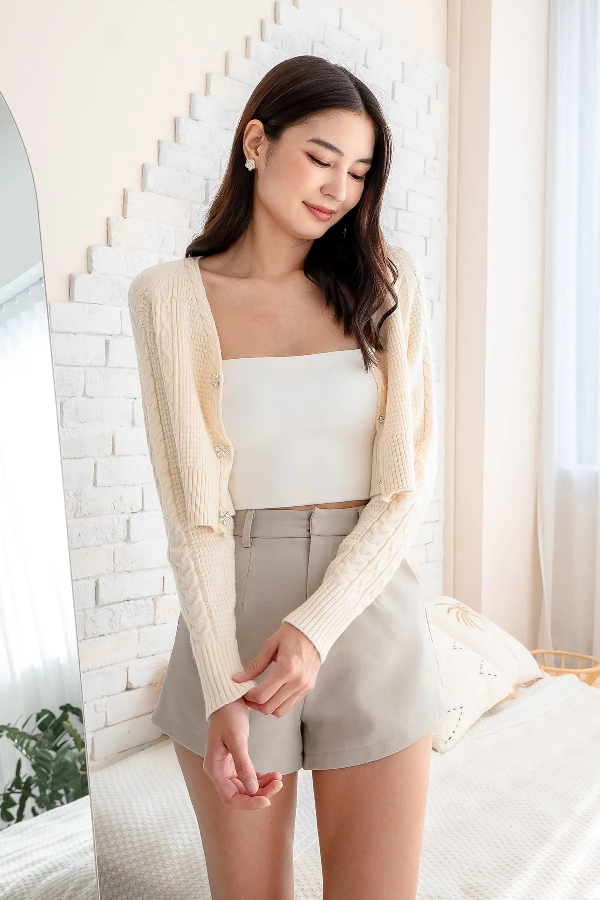 DANIELLE WEAVED CARDIGAN IN CREAM