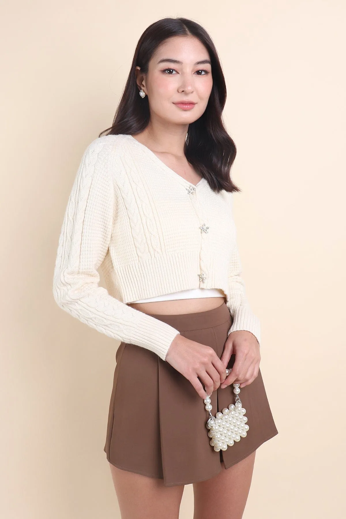 DANIELLE WEAVED CARDIGAN IN CREAM