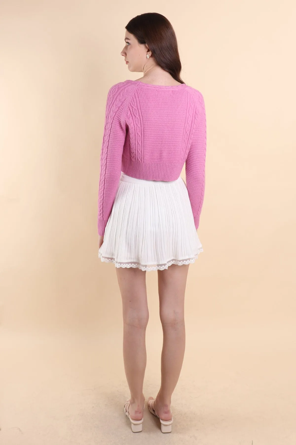DANIELLE WEAVED CARDIGAN IN MAGENTA
