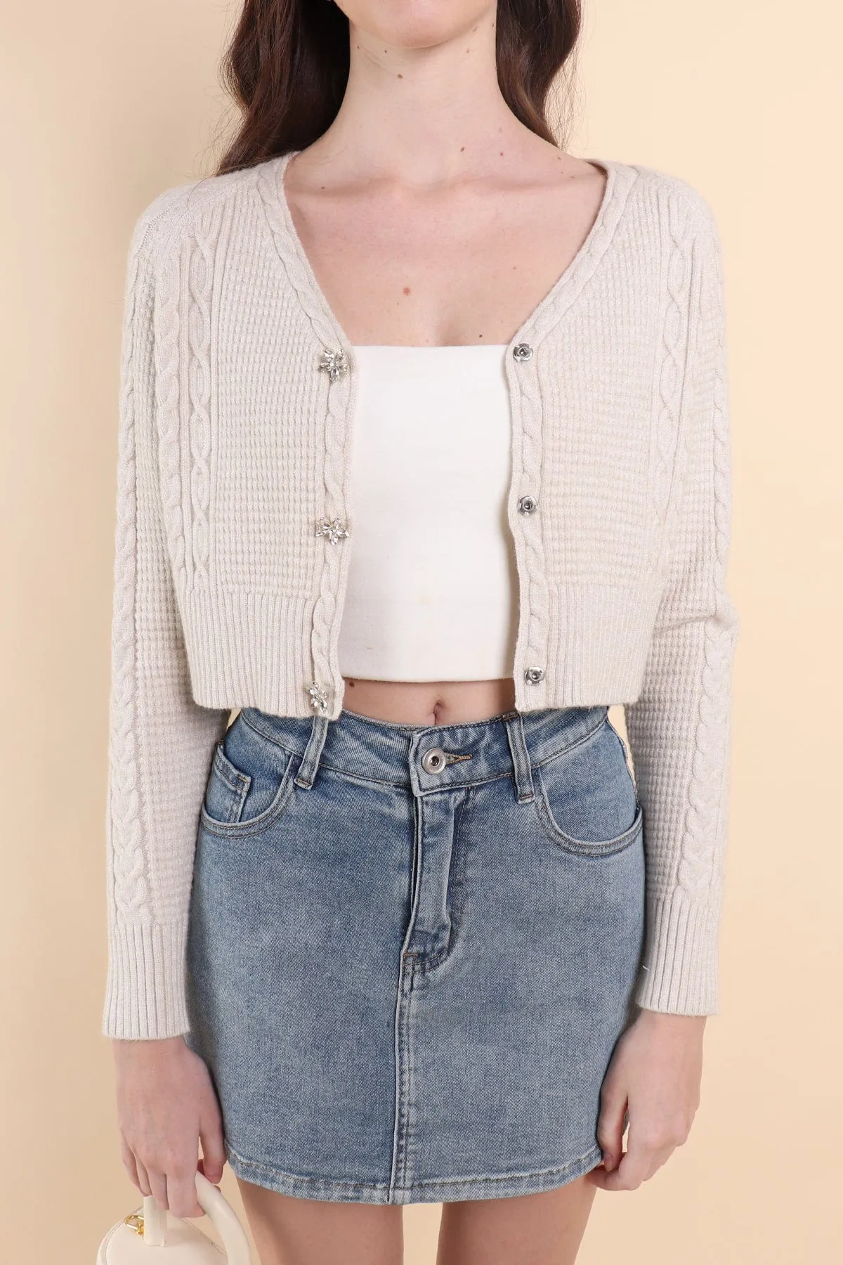 DANIELLE WEAVED CARDIGAN IN OAT