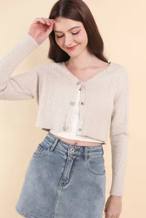 DANIELLE WEAVED CARDIGAN IN OAT
