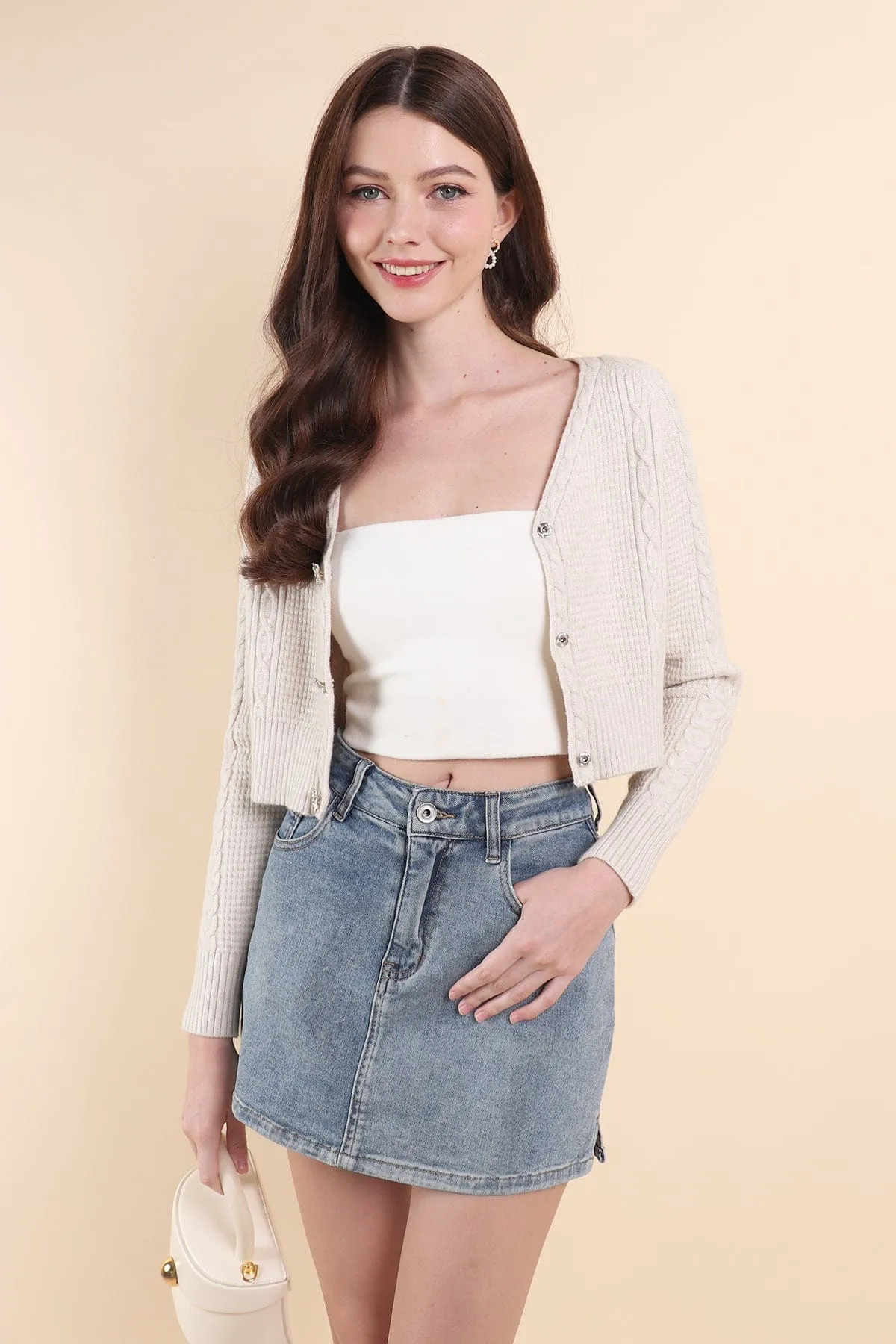 DANIELLE WEAVED CARDIGAN IN OAT