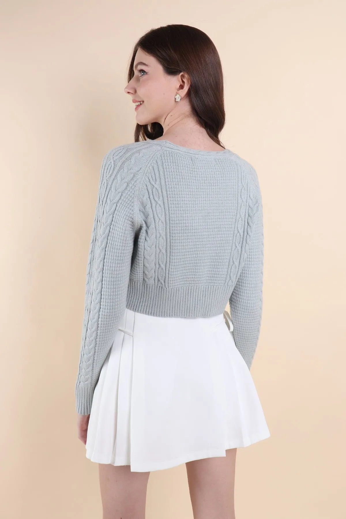 DANIELLE WEAVED CARDIGAN IN SAGE