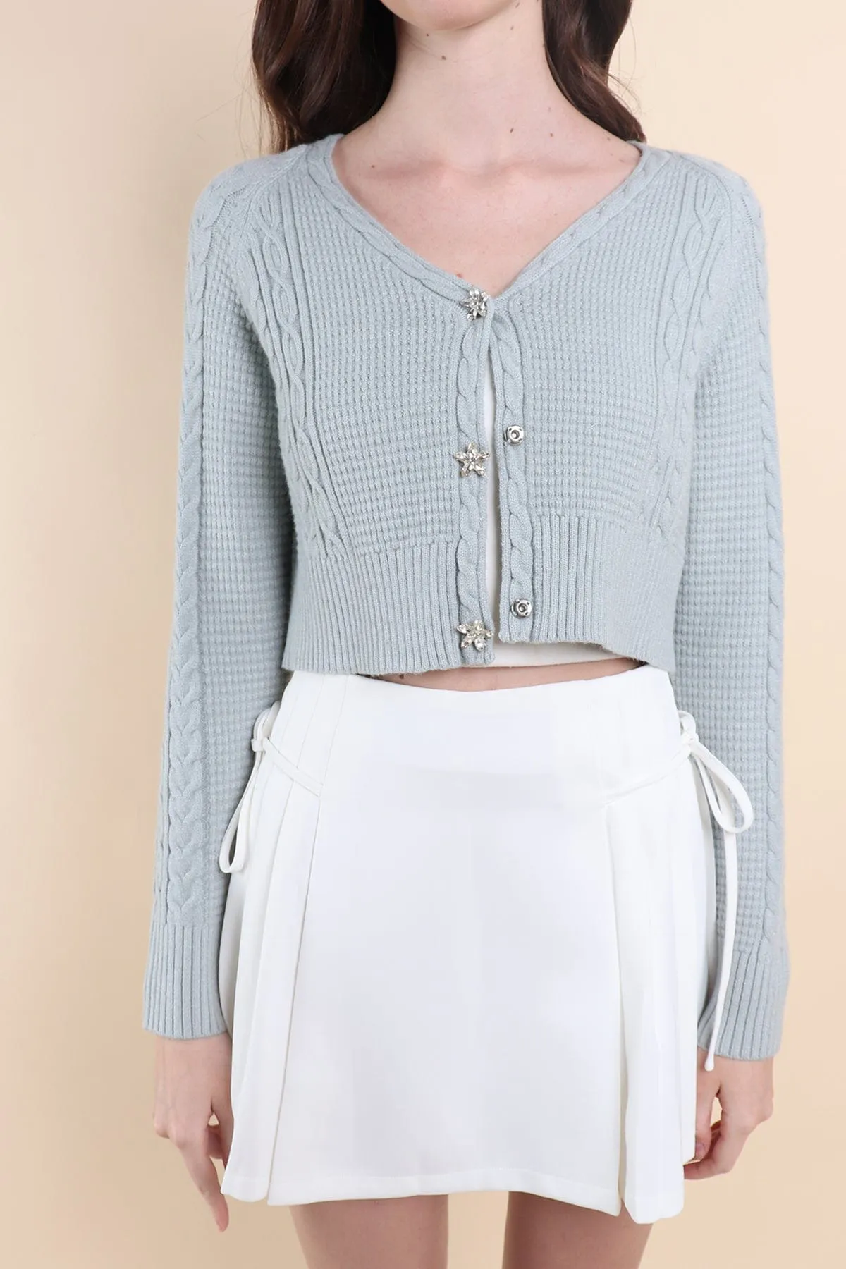 DANIELLE WEAVED CARDIGAN IN SAGE
