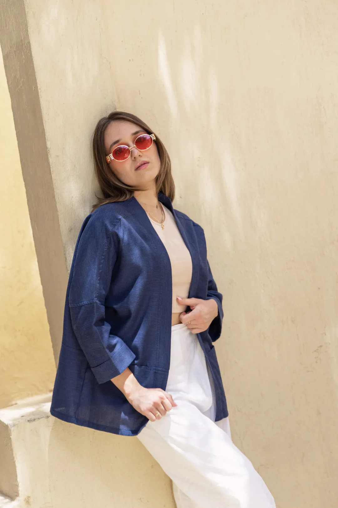 Dark Blue Short Cotton Kimono