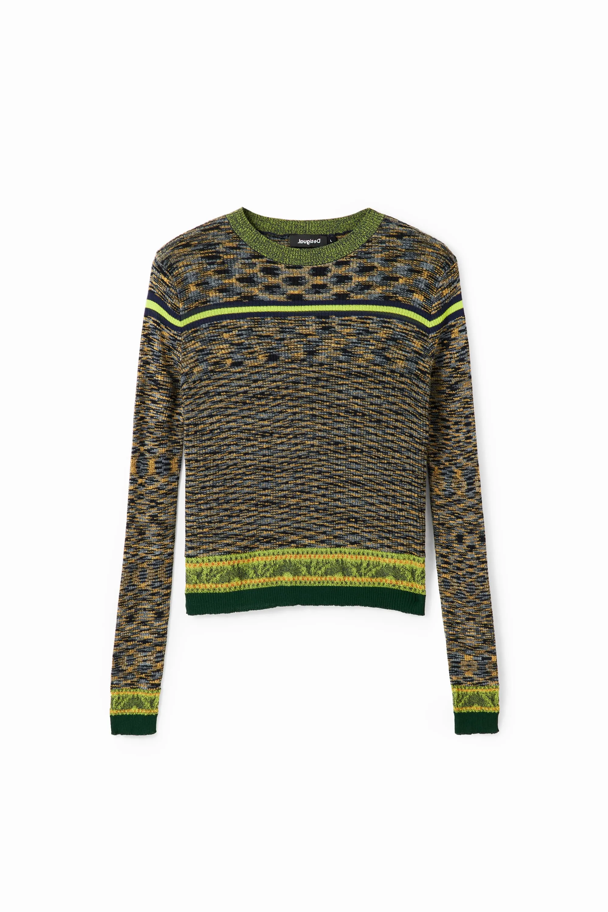 Desigual Jaspe Fine Knit Green Jumper 23WWJF88