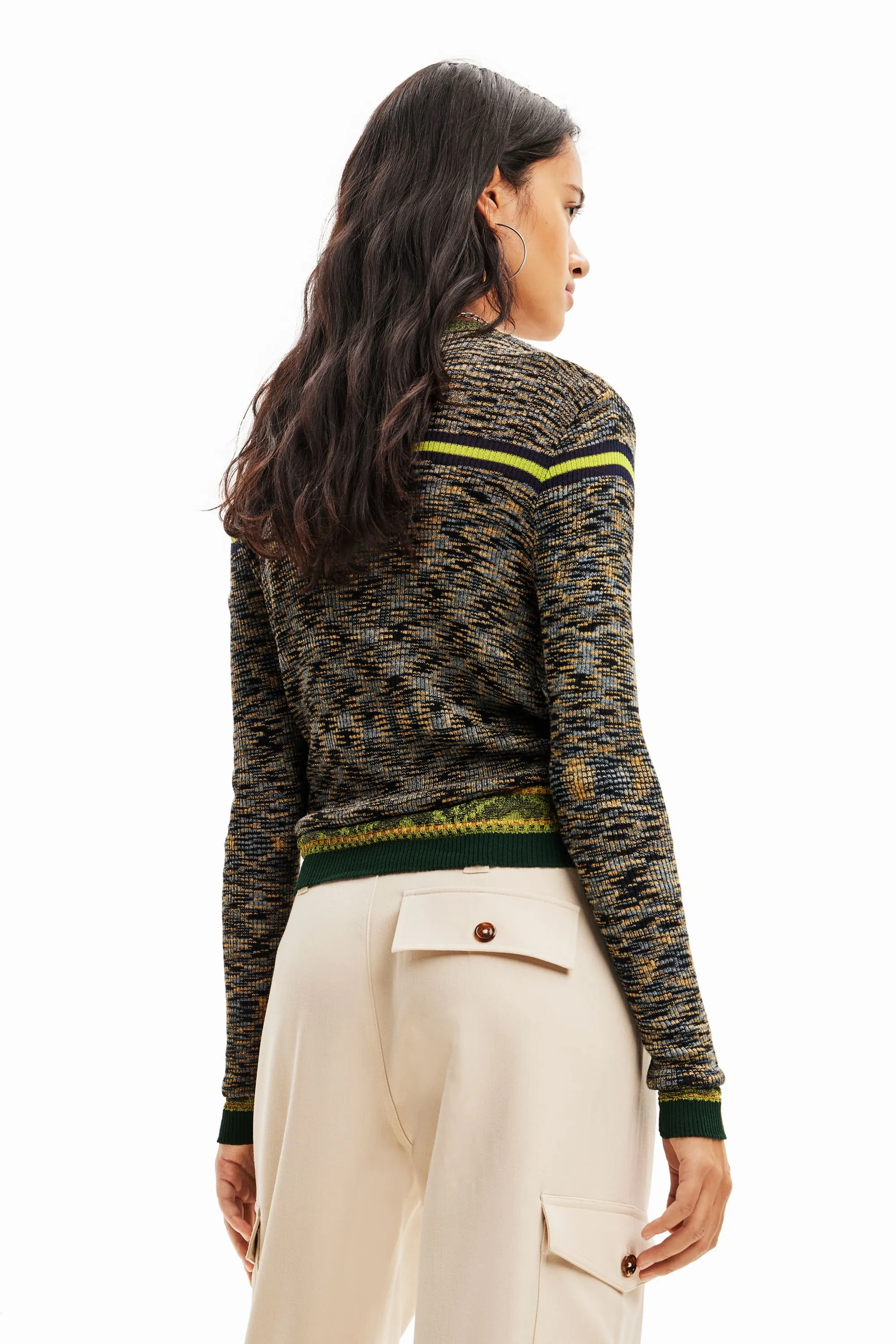 Desigual Jaspe Fine Knit Green Jumper 23WWJF88