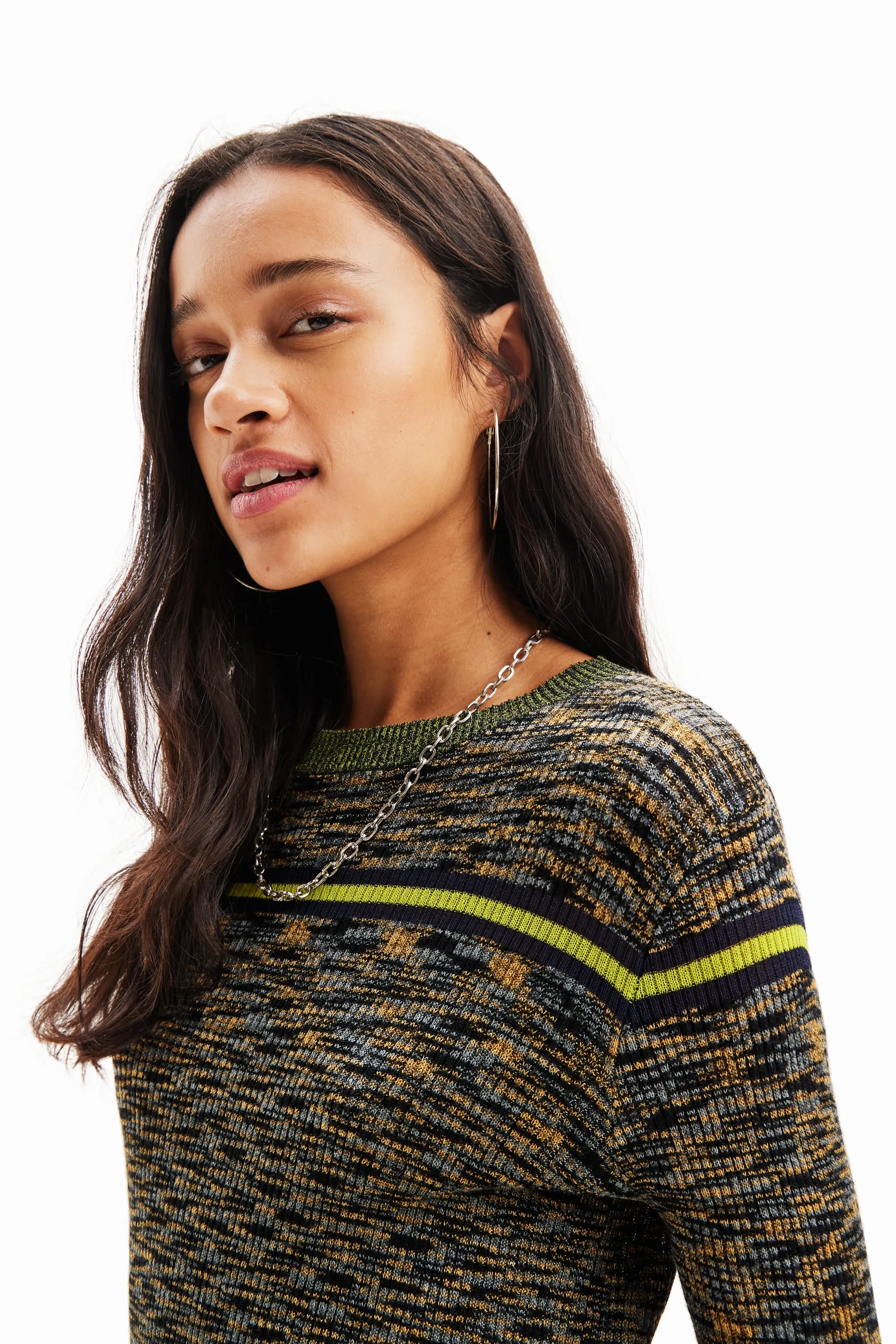Desigual Jaspe Fine Knit Green Jumper 23WWJF88