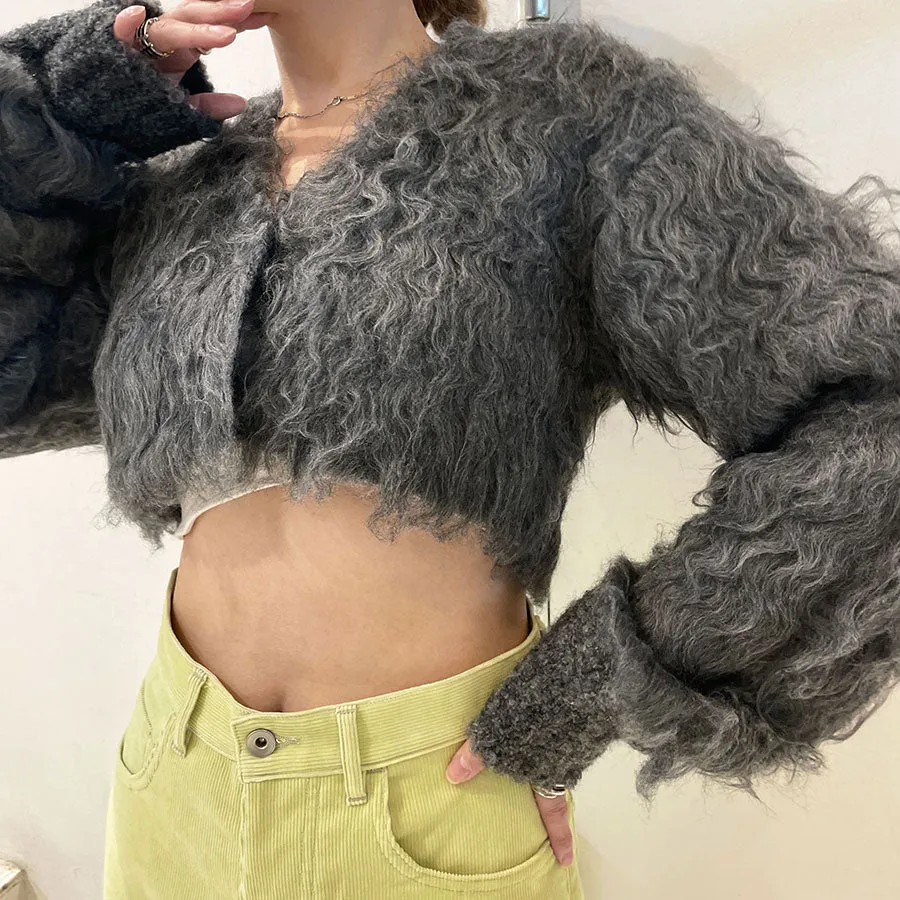 【determ/デターム】<br>Cropped Shaggy Cardigan <br>DT42KN02