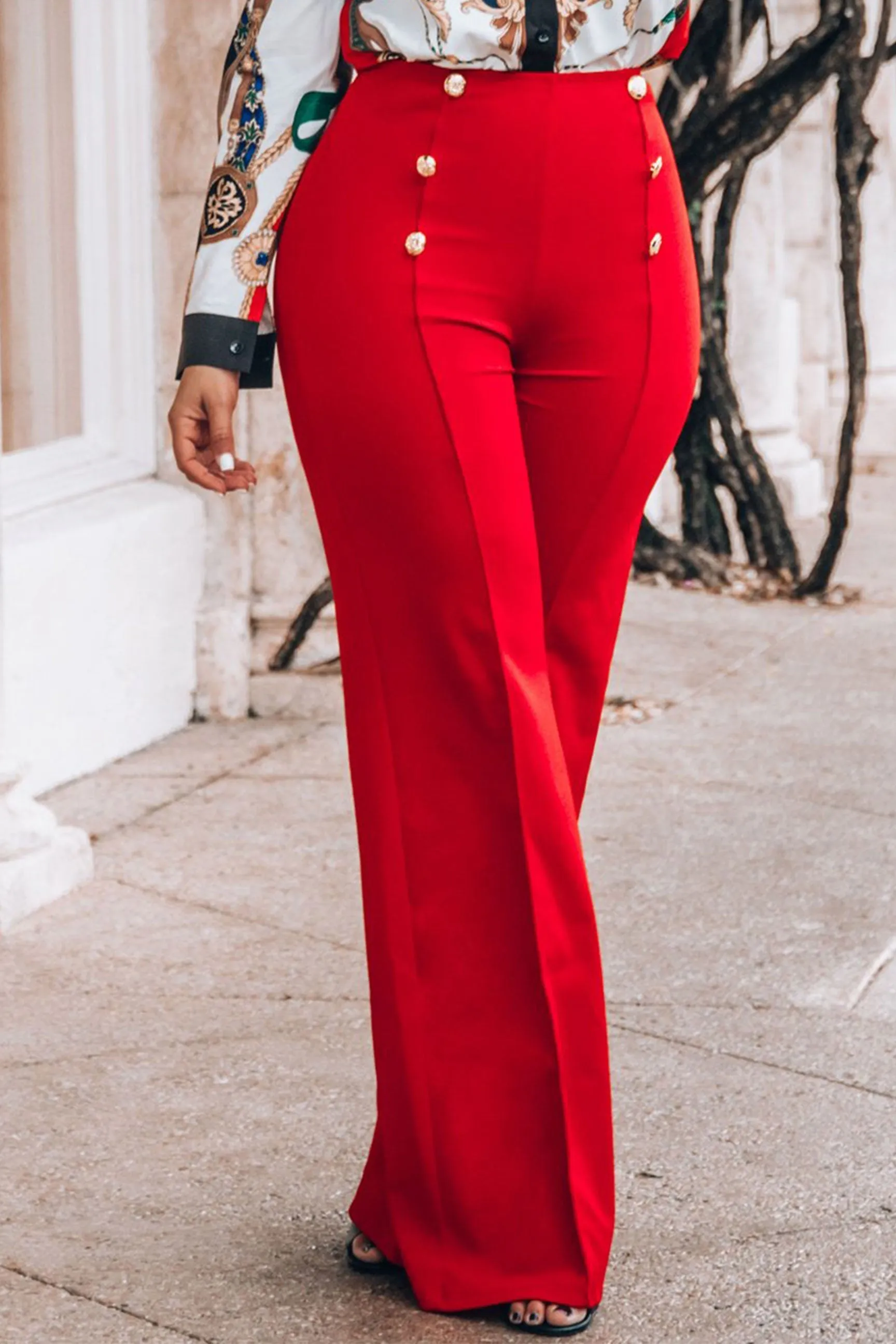 Diana High Waist Pants W/ Button Details