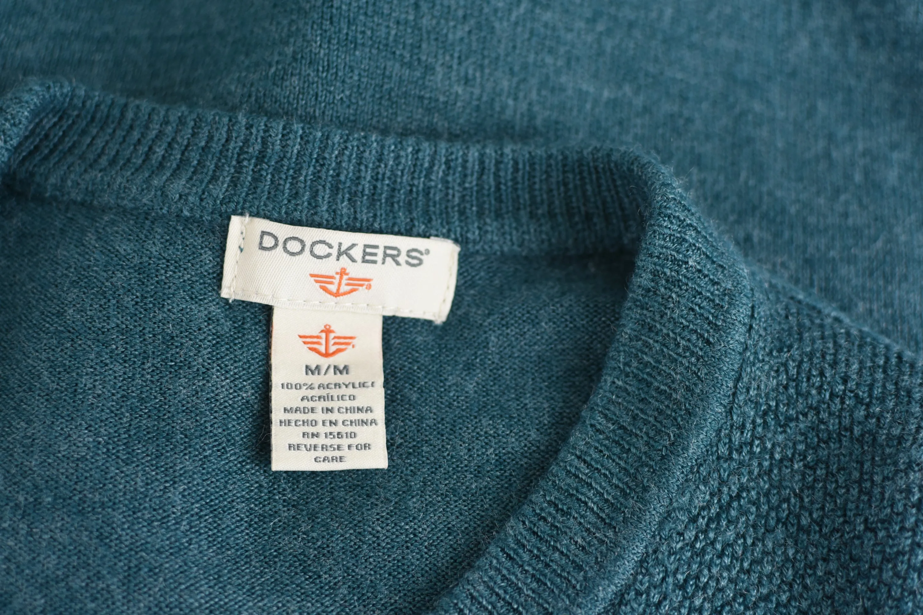 Dockers Teal Acrylic Knit Pullover Sweater Men's Medium