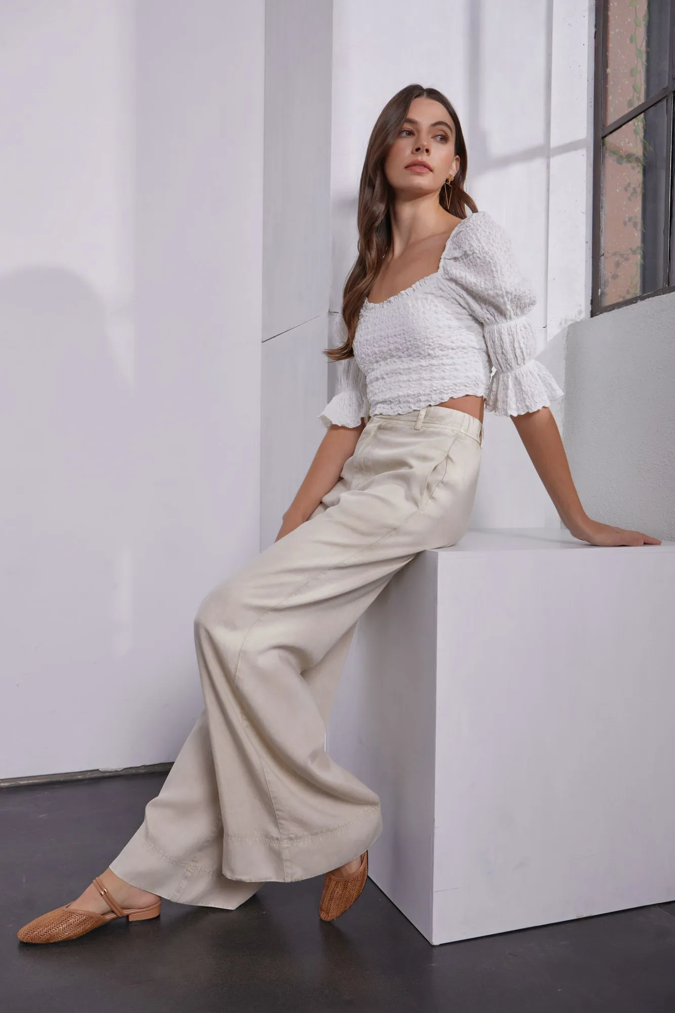 Elastic High Waist Leg Pants