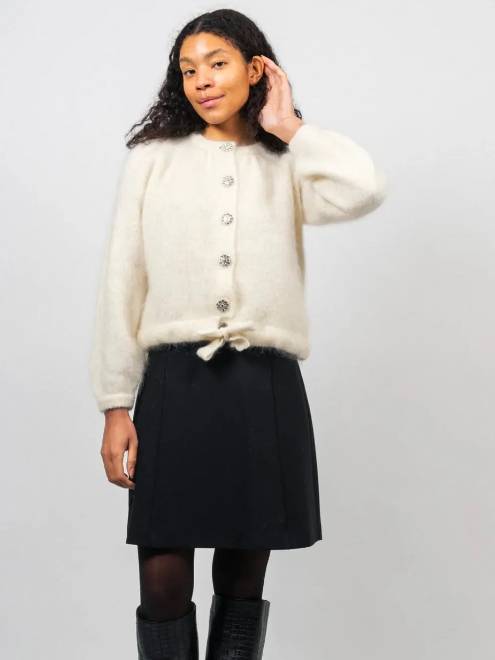 ELLA & IL FRANCA LUX CHUNKY CARDIGAN BLACK