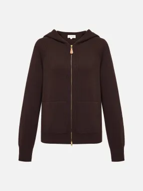 EP YAYING Cashmere Hooded Knitted Cardigan