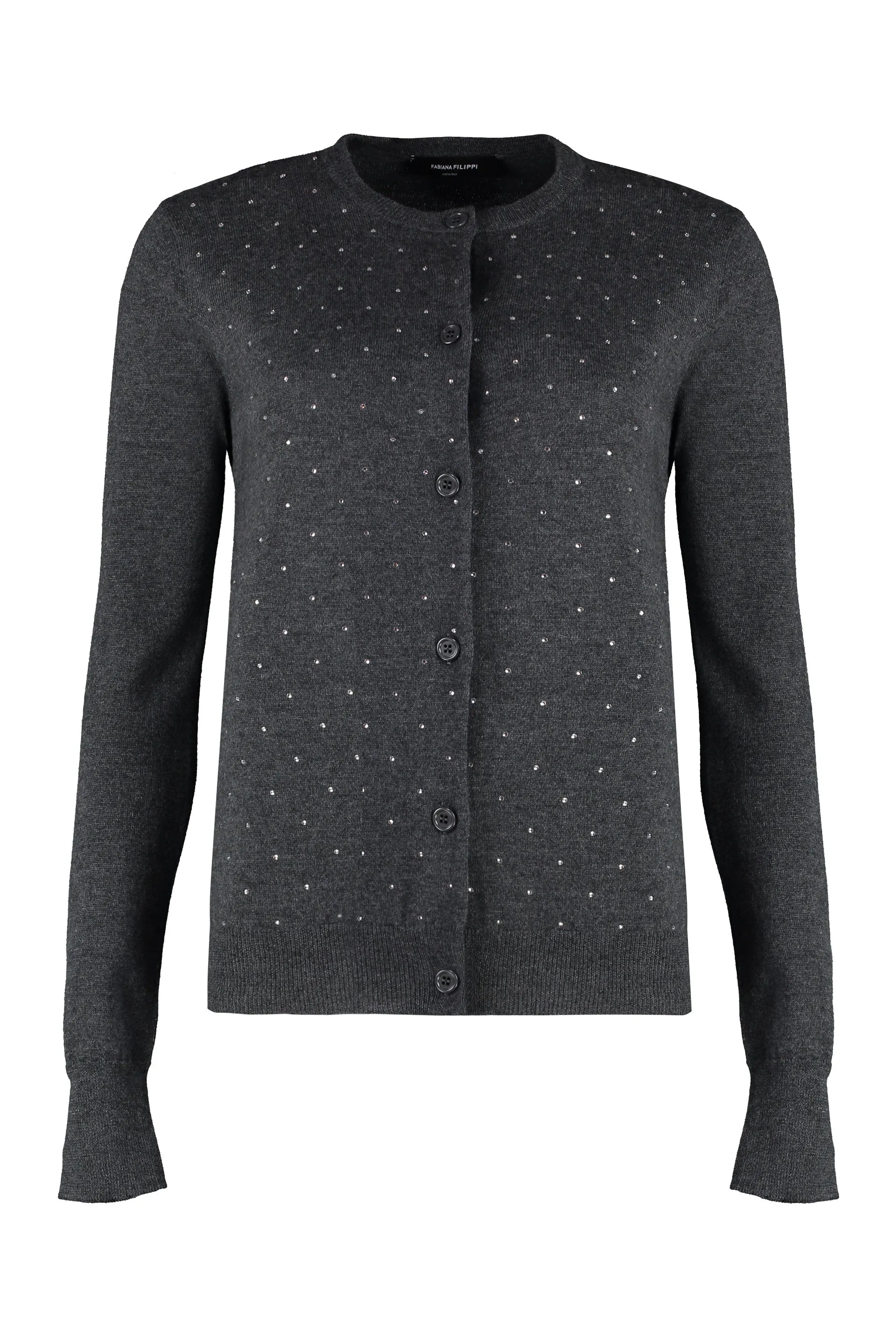 FABIANA FILIPPI Elegant Rhinestone-Embellished Wool Cardigan