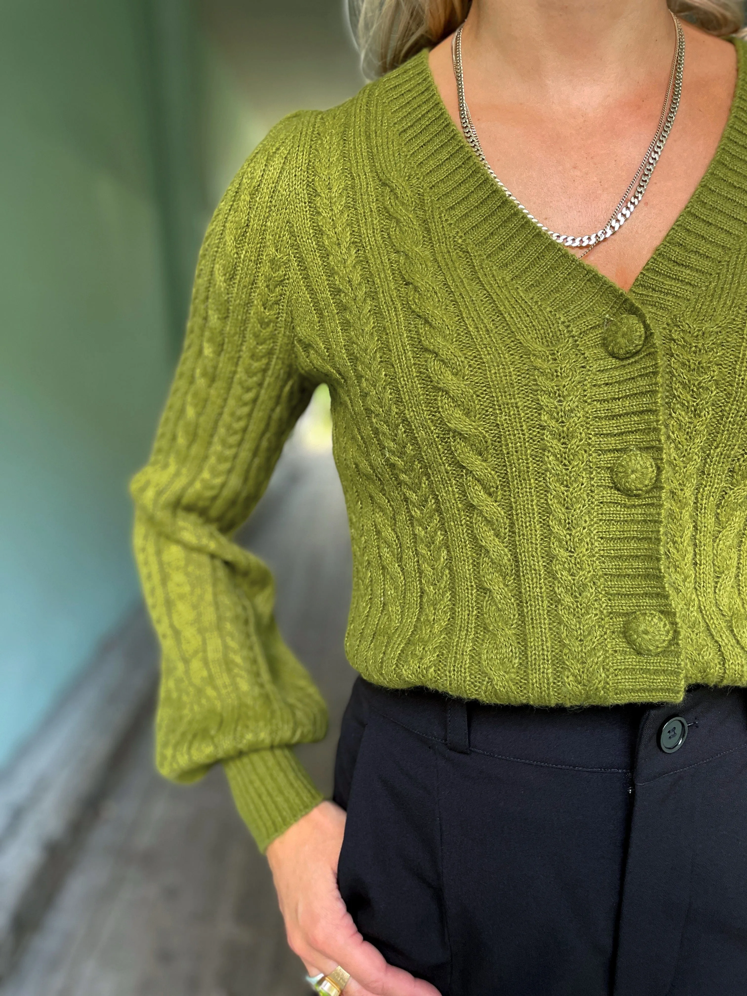 Farfalle cardigan - guacamole