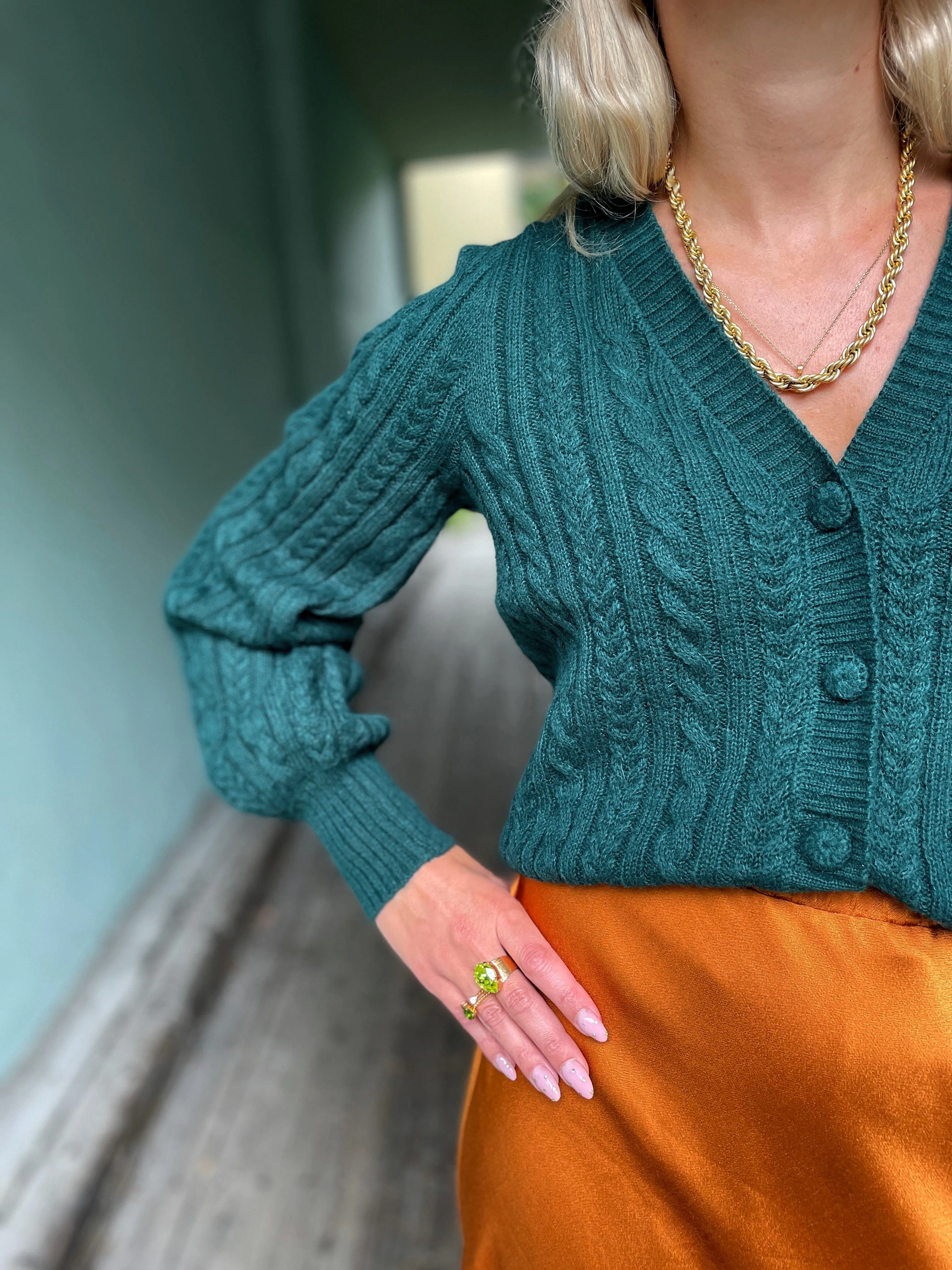Farfalle cardigan - pine green