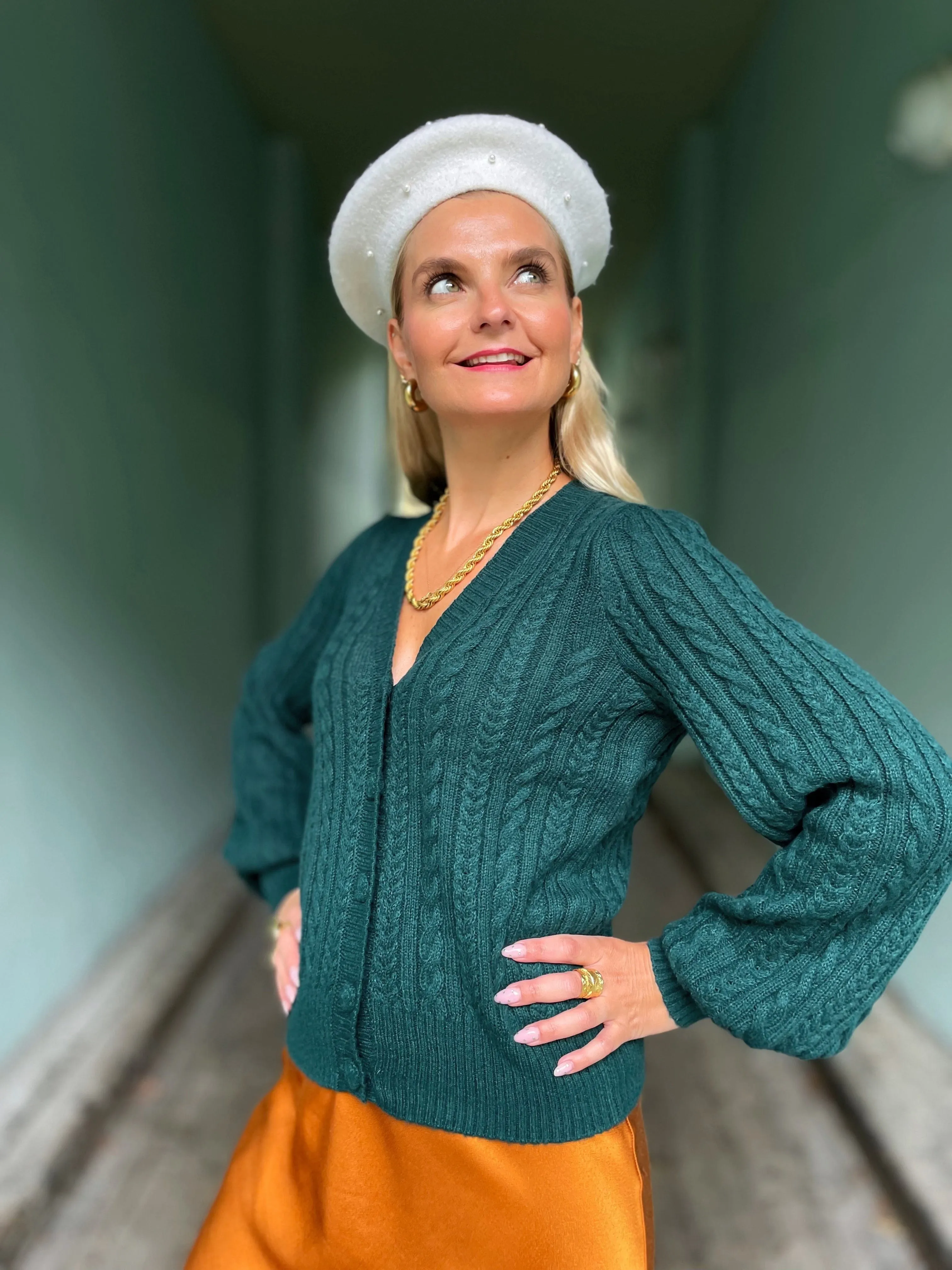 Farfalle cardigan - pine green