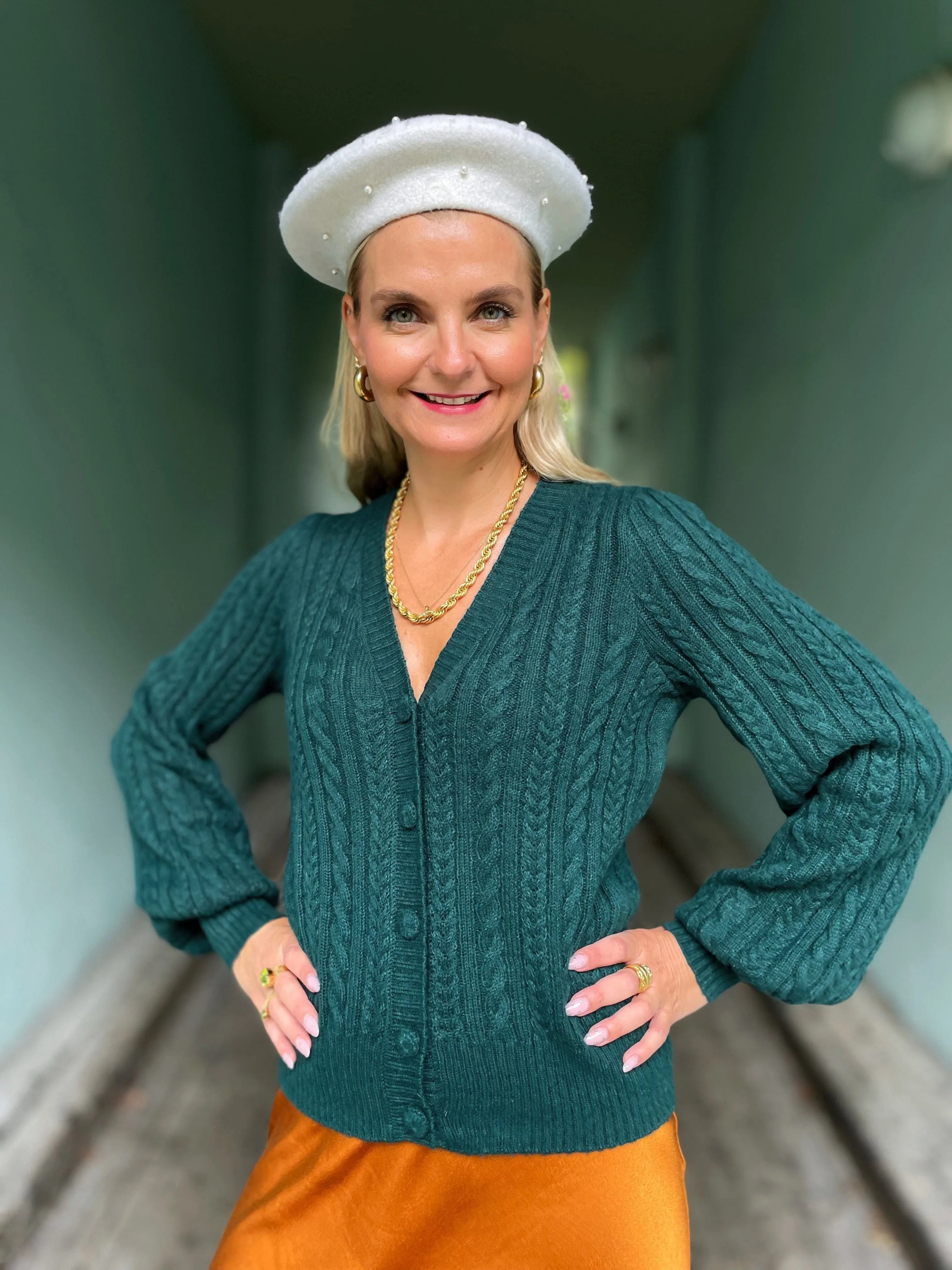 Farfalle cardigan - pine green